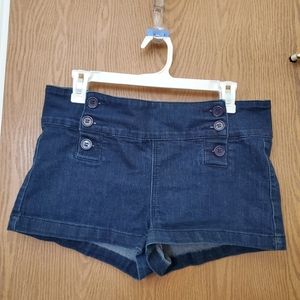 Denim high waisted button up shorts